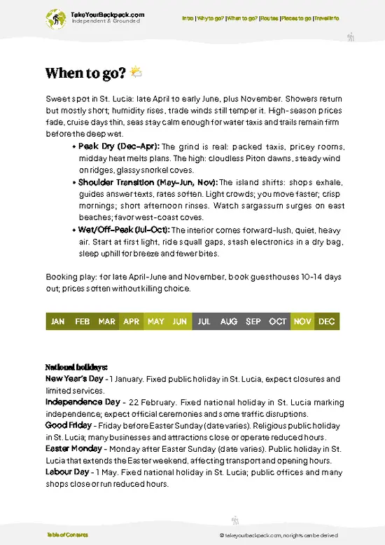 example page 3 from our offline Travel Guide for Saint Lucia
